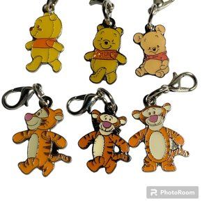 Vintage Disney Winnie The Pooh Tigger Clip On Lot of 6 Charms Purse Zipper Pull